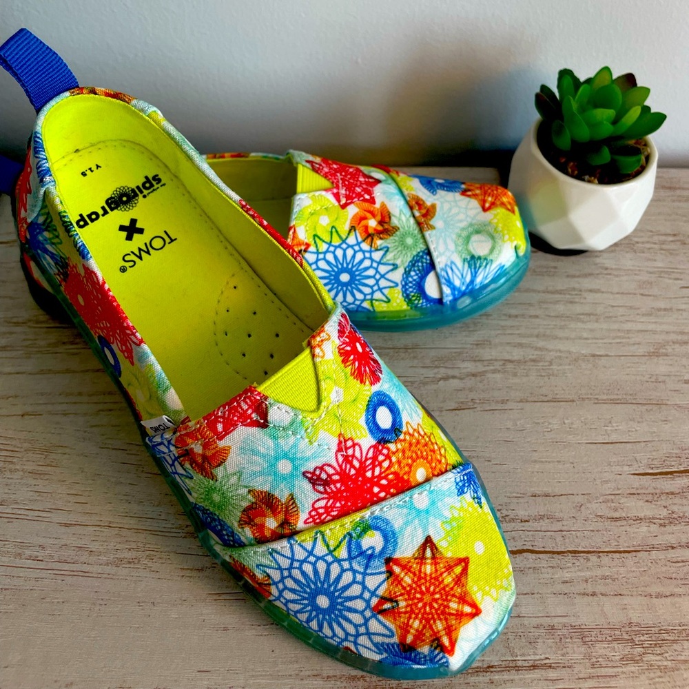 TOMS Youth Alpargata Blue Multi Print Shoes